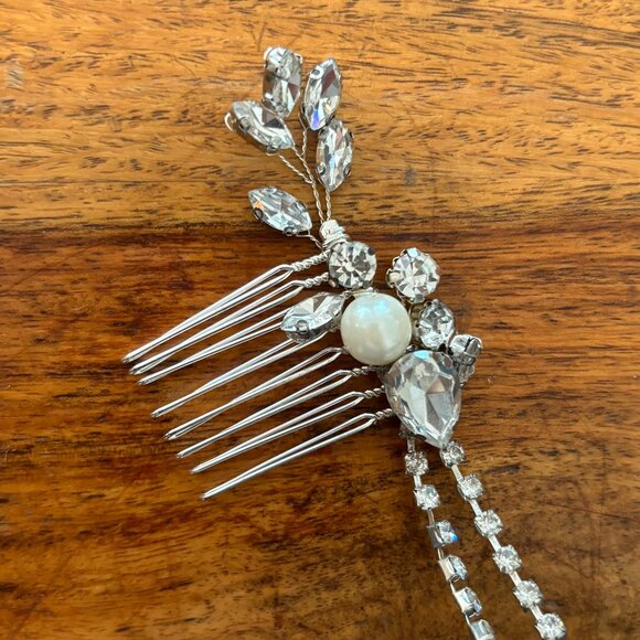 Silver Bridal Hair Chain - Picture 2 of 4